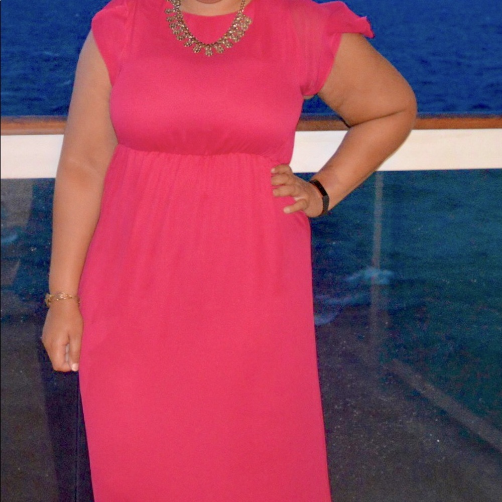 Ruffle back maxi dress